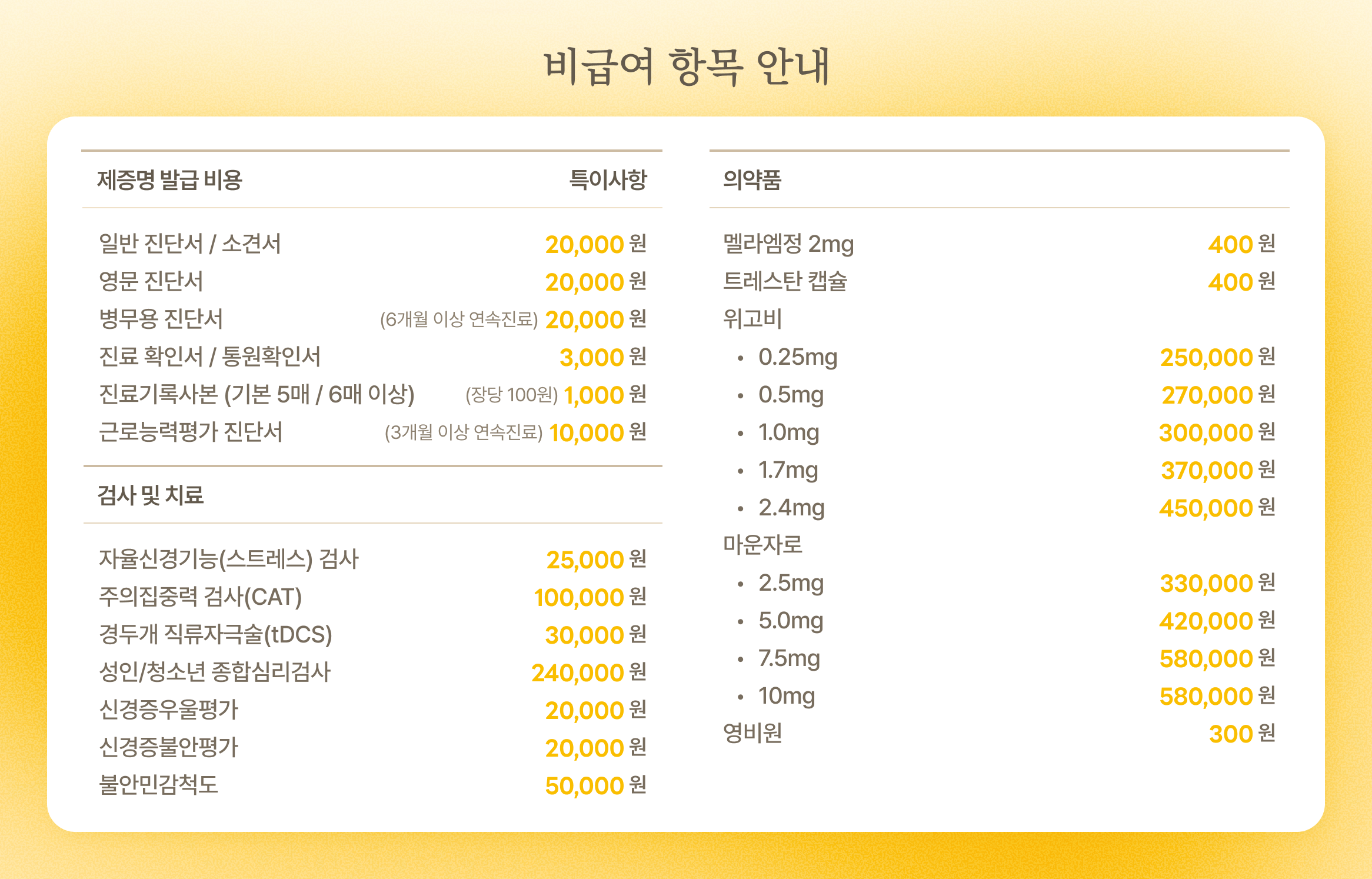 비급여항목안내